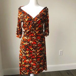 Designer. Katy Horwood. 90s vintage. Psychedelic midi wrap dress US 4